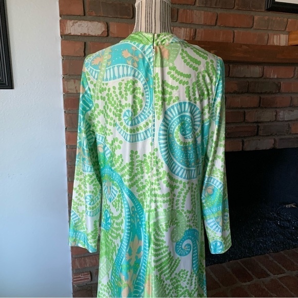 VTG Rona New York by Saks Fifth Avenue Green Retro Paisley Flower Maxi Dress - Picture 8 of 10